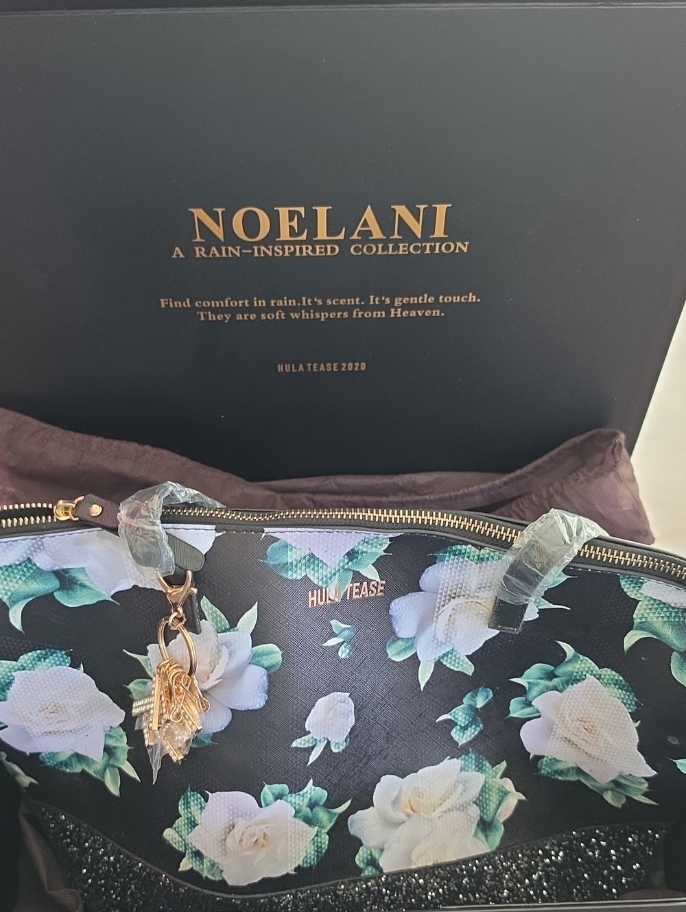 Noelani Floral Black Cosmetic Bag